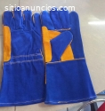 Guantes de cuero azul, manga larga 14"