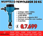 **MARTILLO DEMOLEDOR 30 KGS 2100W**