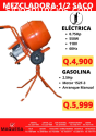 OFERTA MEZCLADORAS 1/2 SACO ELECT/GAS