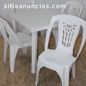 Mesa con Sillas de Plastico para Exterio