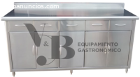 MESA DE TRABAJO CON PUERTAS - ACERO INOX